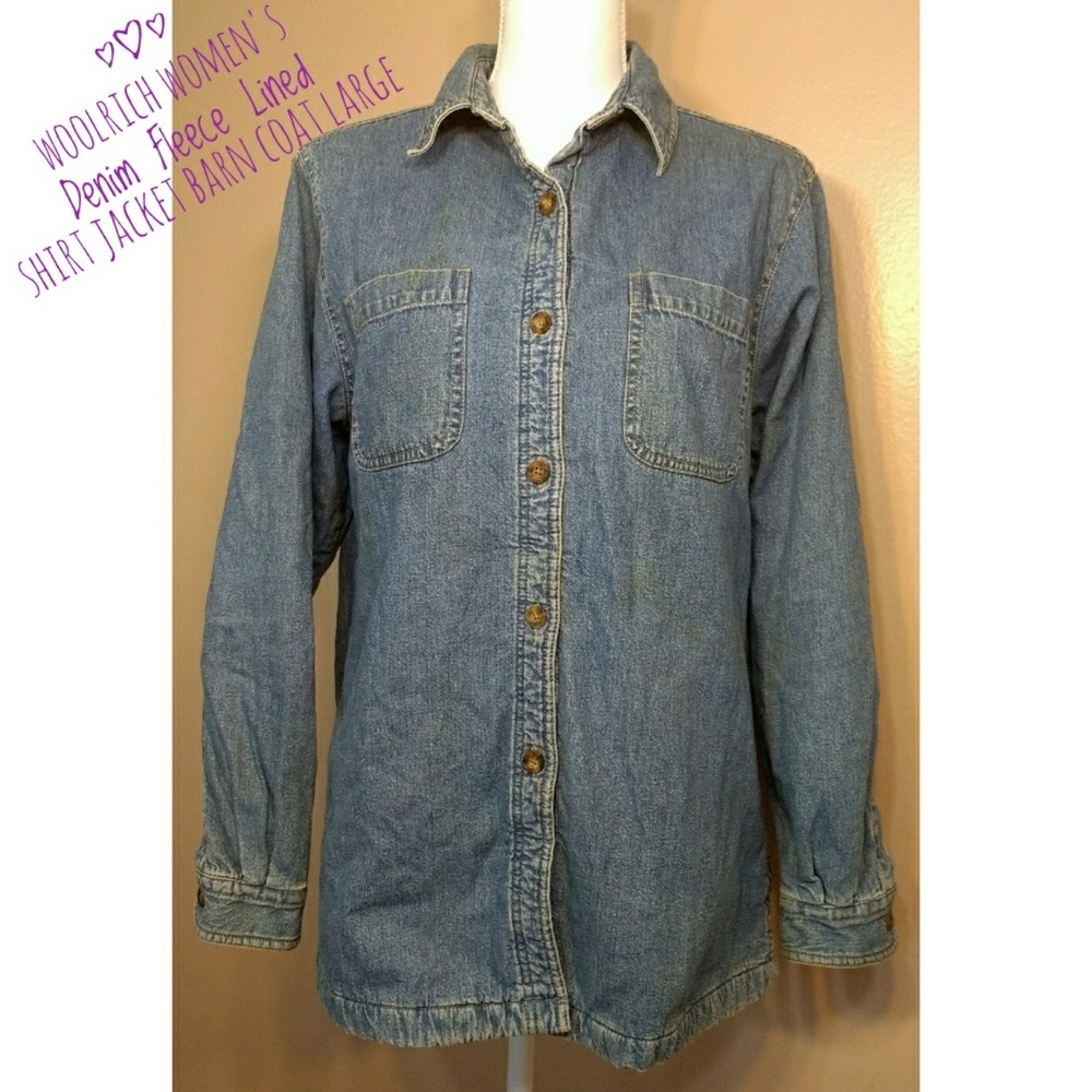 Woolrich Women's Denim Fleece Lined Shirt Jacket L